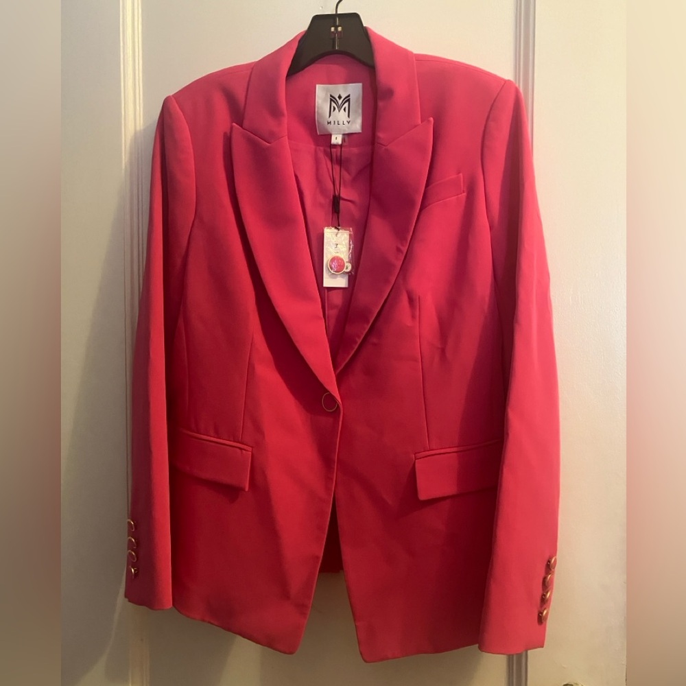NWT Milly Avery Cady Blazer in Hot Pink, Size 6! Perfect statement piece.
